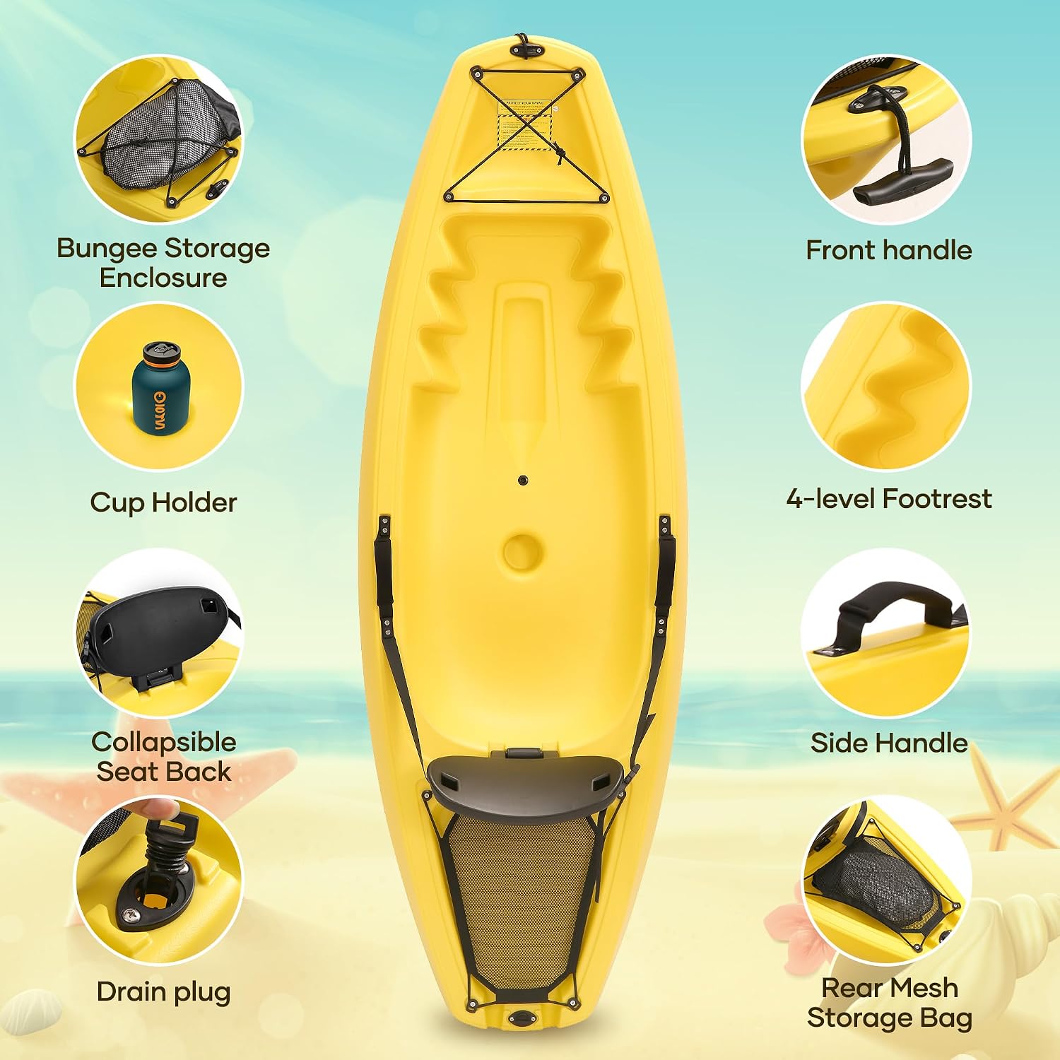 Kayak with Paddle 6.5 FT Recre - Fishing Kayak Paddle recension och pris